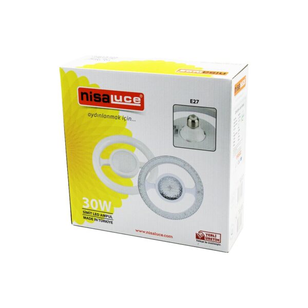 Nisaluce Eamp-059/Kb Mika Kristal Plastik Cam Simit Model LED Ampul 30 W E27 Beyaz - 6500k 2700 Lumen
