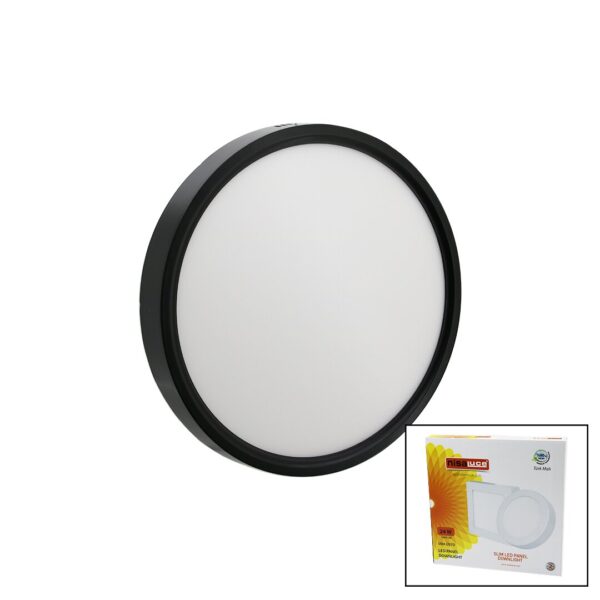 Nisaluce Epl-24sü/S 24 W Siyah Metal Kasa Sıva Üstü Yuvarlak LED Slim Panel 1680lm Beyaz - 6500k 30.000 Saat Ömür