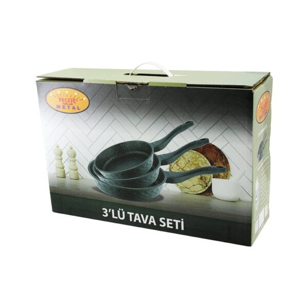 Nur Işıklar Metal 3pcs Döküm Tava Seti 20-24-28 cm