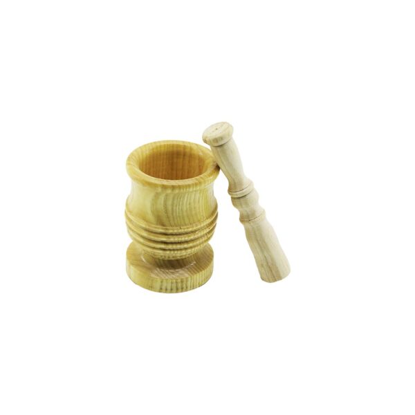Orta Boy Lüx Ahşap Havan Sarımsak Dövecek Ç: 7.3 cm--D: 6.5 cm--Y: 10.5 cm Fileli Ambalaj