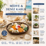 Oval Ahşap Sepet Renkli Mix Midye - Deniz Kabuk Vazo Taşı