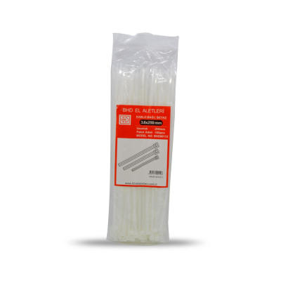 Plastik Çırt Kelepçe 100 Parça Beyaz 3.6x250mm