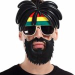 Rasta Peruklu Rasta Sakallı Bob Marley Bıyıklı Parti Gözlüğü 27x18 cm
