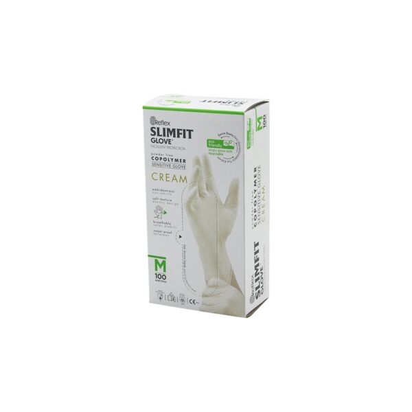 Reflex Slimfit Glove Kod-029 M Krem Pudrasız Muayene Eldiven 100lü