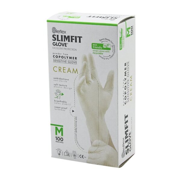 Reflex Slimfit Glove Kod-029 M Krem Pudrasız Muayene Eldiven 100lü