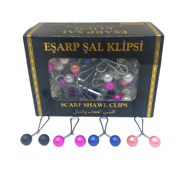 Renkli 100 Parça Eşarp Başörtü - Şal Klipsi