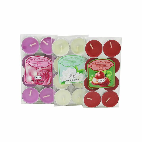 Renkli Tea Light 8 Parça Mum Çilek Kokulu