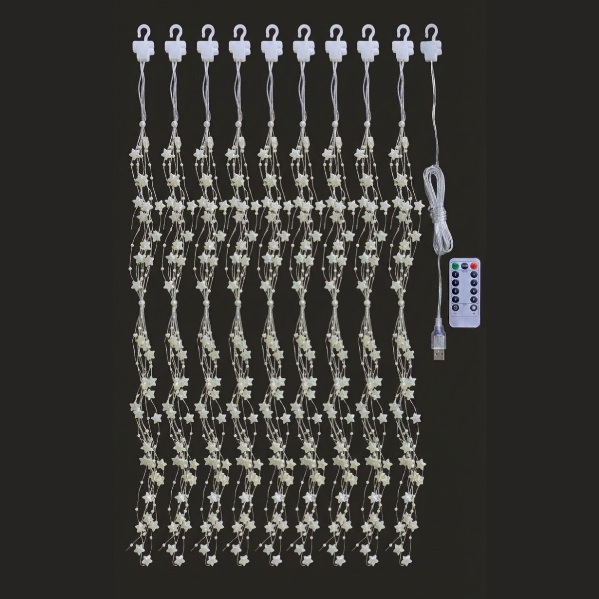Saçaklı 3*3 Metre Yıldız Boncuklu Dekor Led USB Ev, Oda ve Organizasyon Dekoru hakkında ürün açıklaması