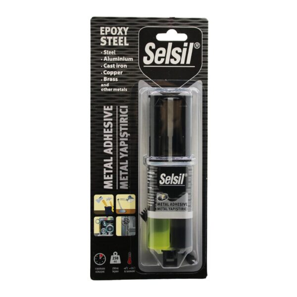 Selsil Epoxy Steel Metal Şırınga Epoksi Yapıştırıcı 28 gr. Metal - Çelik - Alüminyum - Ahşap - Plastik