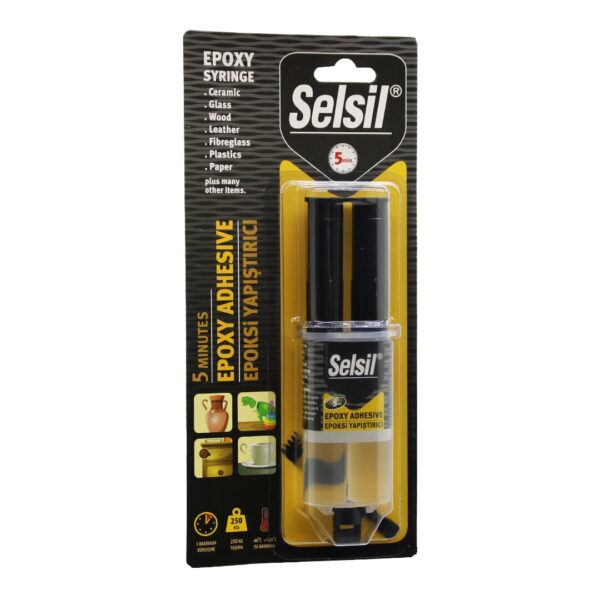 Selsil Epoxy Syrınge Adhesive Şırınga Epoksi Yapıştırıcı 28 gr. Alüminyum - Cam - Porselen - Seramik - Ahşap - Metal