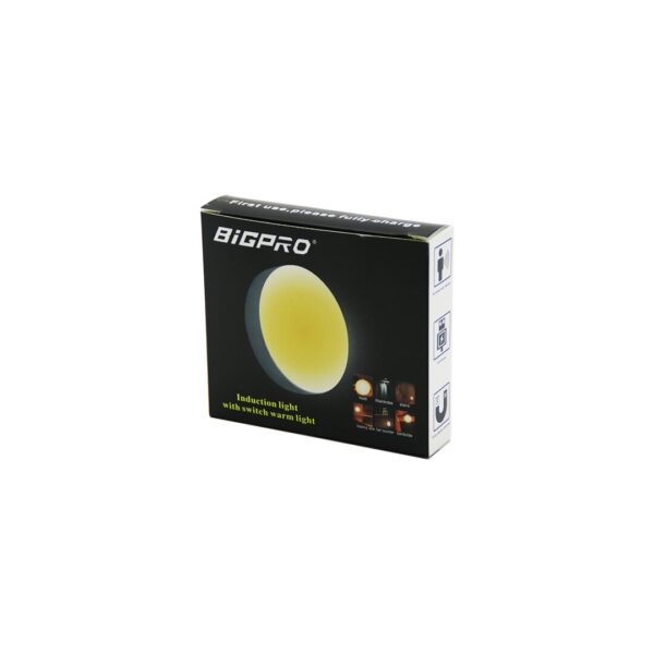 Sensörlü - 0--3 m USB Şarjlı Sarı LED Yuvarlak Lamba Çap: 8.3 cm - Kalınlık: 2 cm