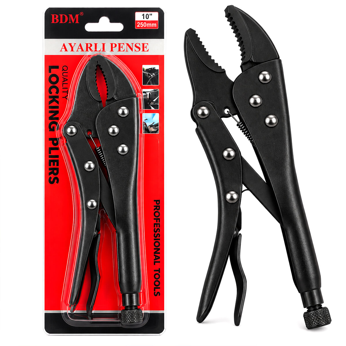 Siyah 10 Inc 250 mm Komple Metal Kilitli - Ayarlı Pense