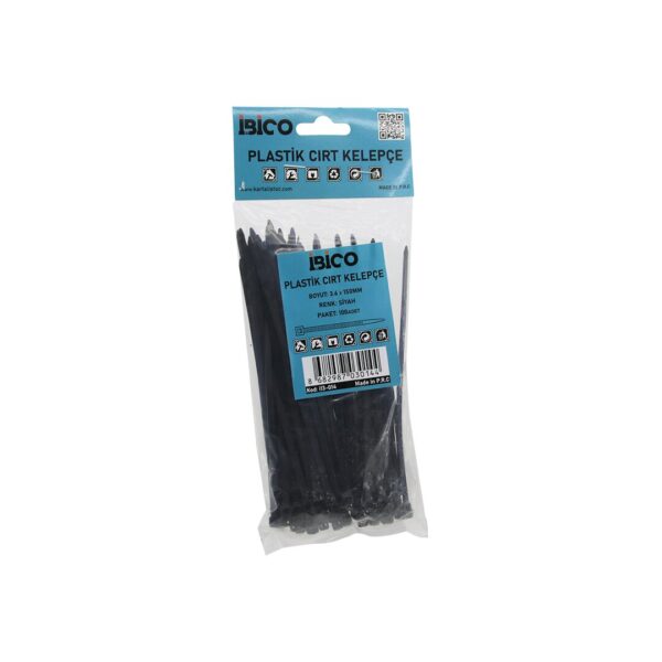 Siyah 3.6x150mm Plastik Cırt Kelepçe 100pcs