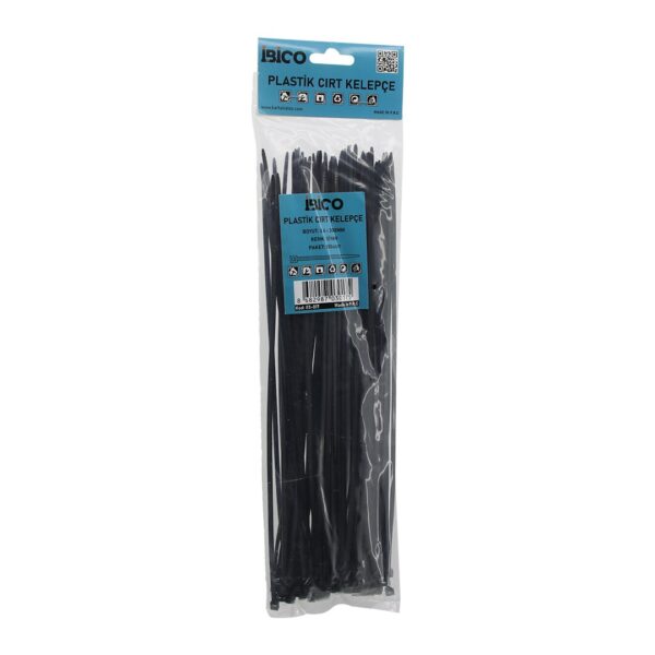 Siyah 3.6x300mm Plastik Cırt Kelepçe 100pcs