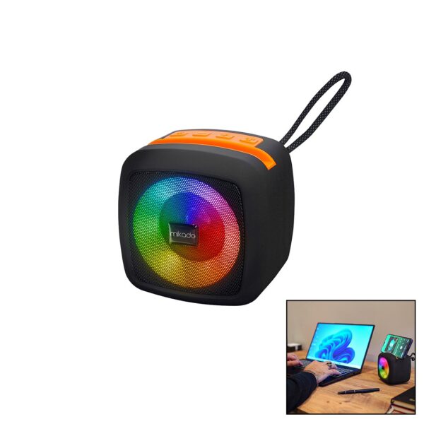 Siyah Kablosuz Hoparlör - Speaker Taşınabilir Işıklı USB Şarjlı BT - Tf Card 10 m Menzil 1200 mAh Pil - 5 W