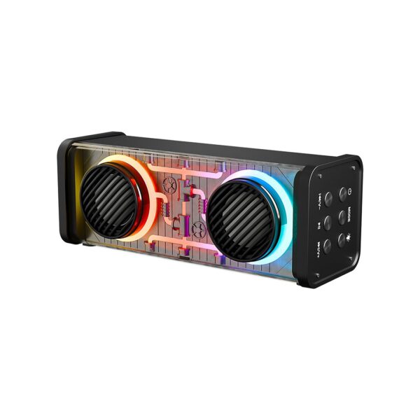 Siyah Kablosuz Hoparlör - Speaker Taşınabilir Mp3 Işıklı USB Şarjlı BT - AUX - Tes 10 m Menzil 1200 mAh Pil - 10 W
