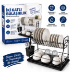 Siyah - Metal 2 Katlı Tabaklık - Bulaşıklık