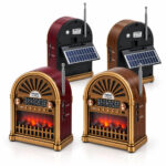 Solar - İbreli Şömineli Radyo - Retro Am - Fm - Sw USB - Type-C Sarjlı BT - Tf - USB Speaker Yg-6041bts