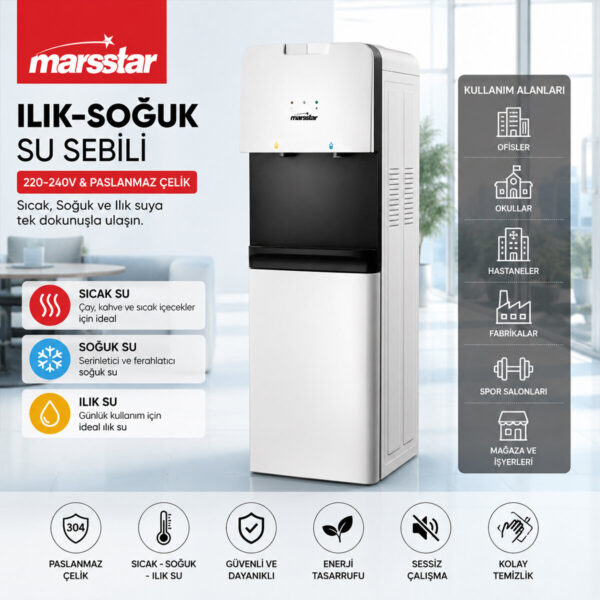 Su Sebili Sıcak - Soğuk - Ilık 220-240 V - Paslanmaz Çelik Mswd-100