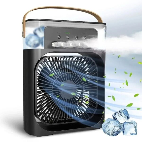Taşınabilir 3 Farklı Mod Ayarlı 7 Farklı Led Işıklı Sulu Soğutmalı Taşınabilir Masaüstü USB Fan Vantilatör