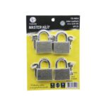 Tudor Td-Ms4 Master 4pcs Joker Anahtarlı - Tek Anahtarla 4 Kilit Aç 60 mm - Gri Kısa Kancalı Çelik Asma Kilit