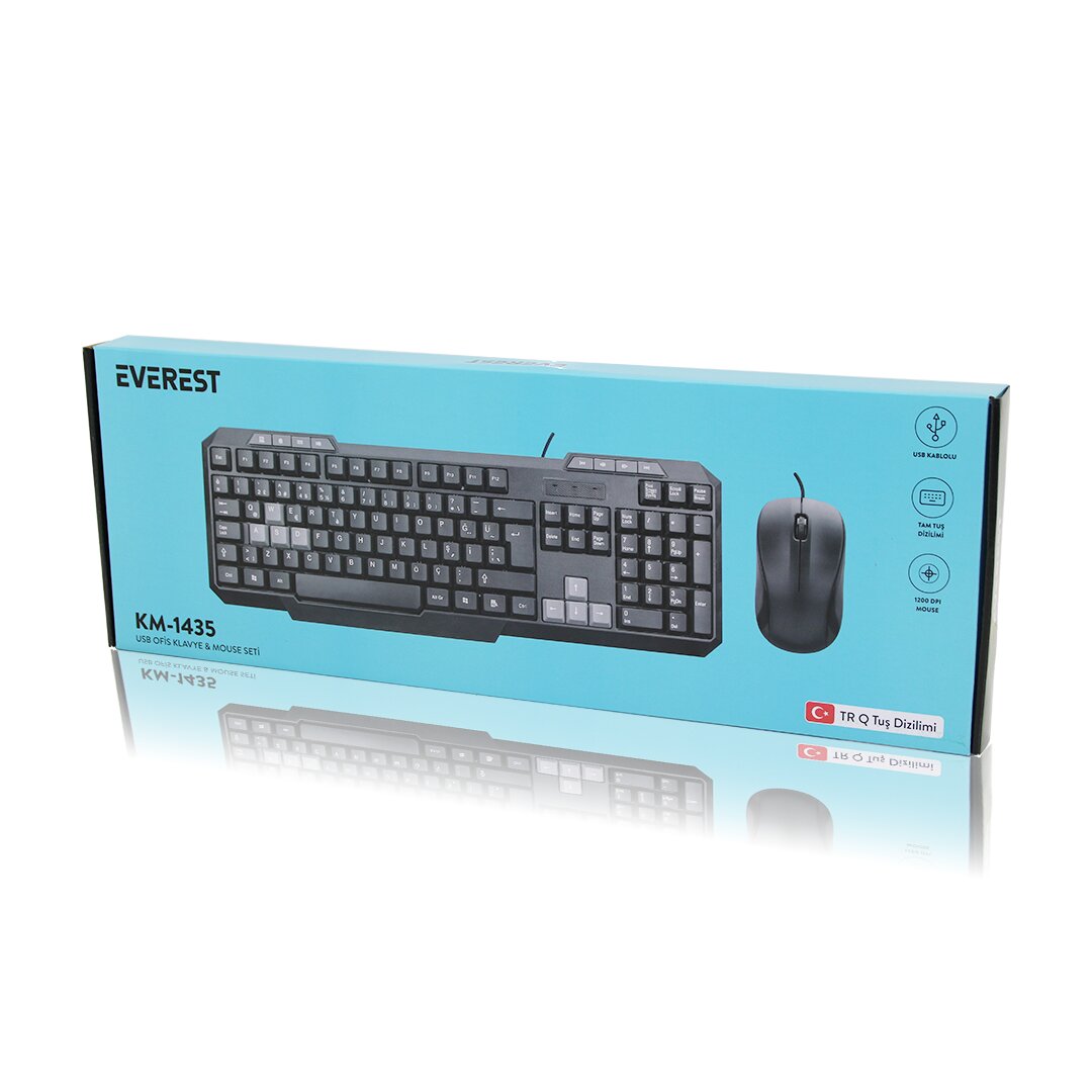 USB Kablolu Klavye - Mouse Set Q Klavye 1200dpı Mouse Km-1435