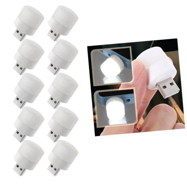 USB Mini Top LED 10’lu Aydınlatma Seti – Beyaz Renkli Gece Lambası, Enerji Tasarruflu Mikro LED Işıklar