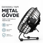 USB Şarjlı - Metal Gövde 14.5x7.5x15cm Mini Masaüstü Fan - Vantilatör Efn-482