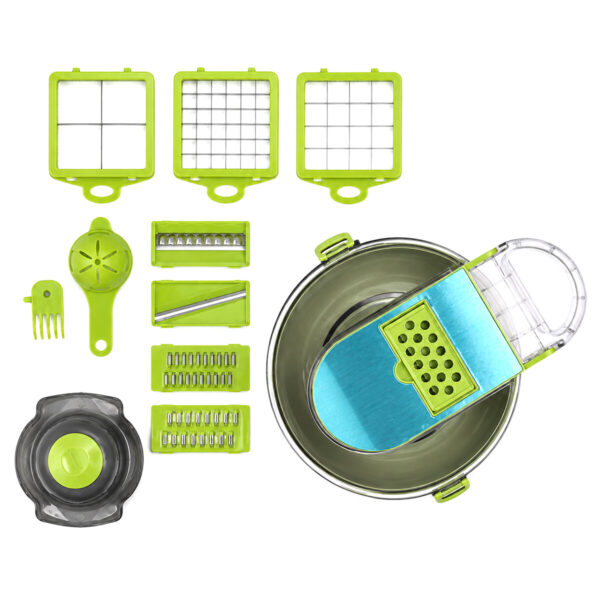 Vegetable Cutter Hazneli 9ın1 Çok Fonksiyonlu Sebze Dilimleyici - Kesici - Doğrayıcı Seti Dp-901