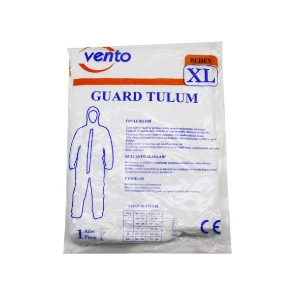 Vento XL Guard Koruyucu Tulum Beyaz - Hafif - Non-Woven Kumaş Boy: 179-187 cm - Göğüs: 108-115 cm