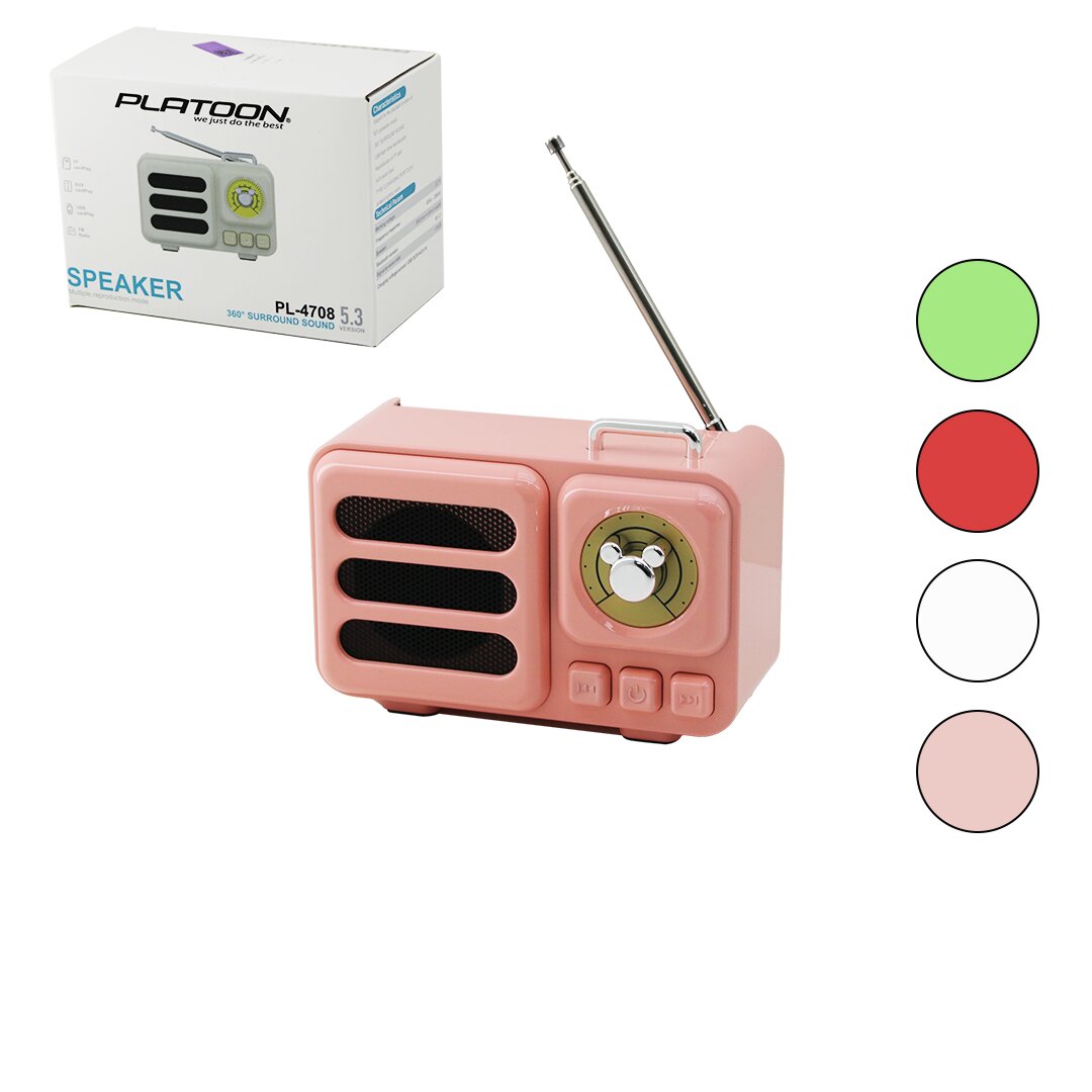 Wireless Hoparlör - Speaker - Radyo Işıklı USB Şarjlı Renkli Kasa - Bronz Çerçeve USB - DC 5 V - Tf