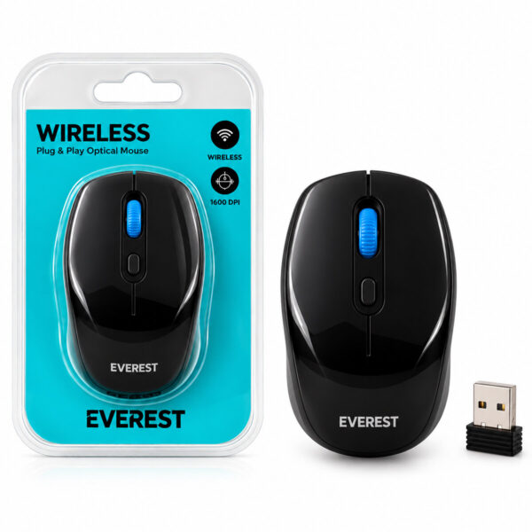 Wıreless - Kablosuz Siyah - Lacivert USB Optical Mouse Vakum Ambalaj 1600dpı Pilli - 1aa Smw-87