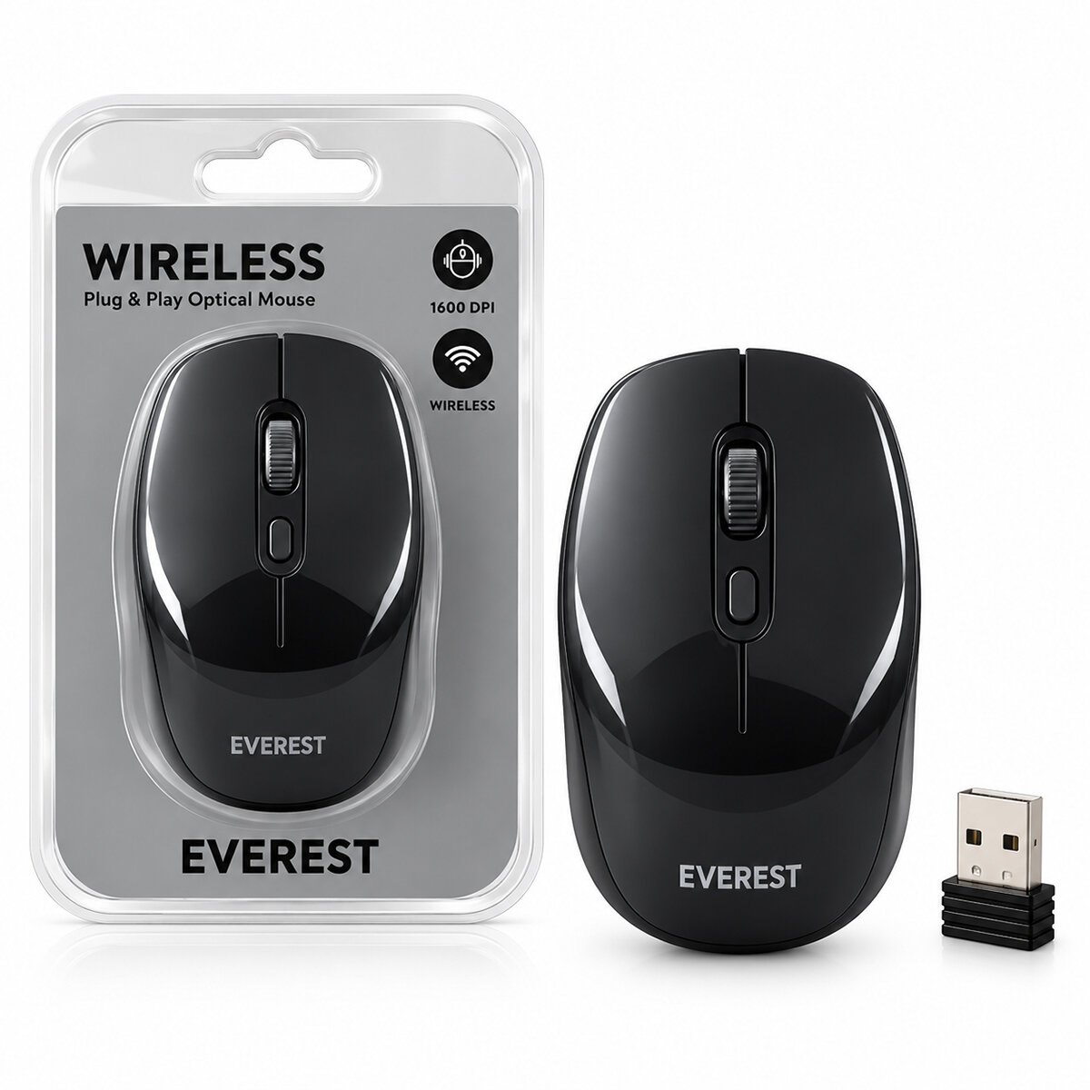 Wıreless - Kablosuz USB Optical Mouse Vakumlu Ambalaj 1600dpı Pilli - 1aa Smw-89