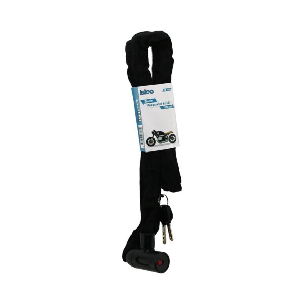 Zincirli Anahtarlı Motor - Bisiklet Kilit Bez Kılıflı Aç-Kapa Kilit Kapak 150 cm